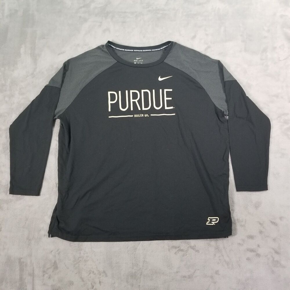 Purdue Boilermakers Tshirt Womens Black 2XL Nike Long Sleeve Dri Fit BOILER UP
